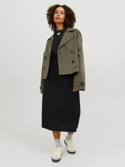 Carlie Short Trenchcoat, Dusty Olive, XL