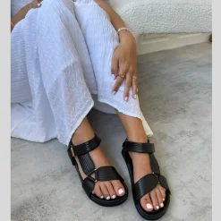 Carrie Leather Sandaler, Black, 36