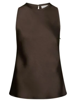Celina Heavy Sateen Top, Dark Brown, 36
