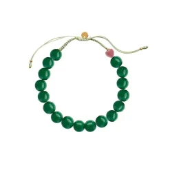 Cherie Bon Bon Armbånd, Gold Plated/Green Jade, 17-25 cm