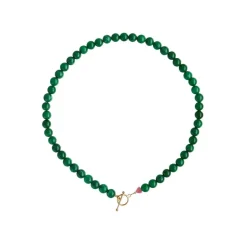 Cherie Bon Bon Halskæde, Gold Plated/Green Jade, 45 cm