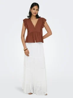 Chiara Broderie Nederdel, Bright White, XL