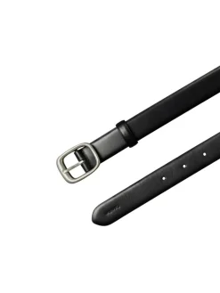 Chunky Buckle Bælte, Black/Shiny Nickel, 85 cm