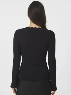 Clara Stitch Knit Bluse, Dark Navy, 36