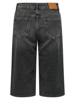 Cobain Wide Lange Shorts, Black Denim, M