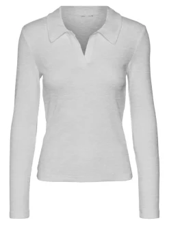 Como Polo Bluse, Light Grey Melange, L