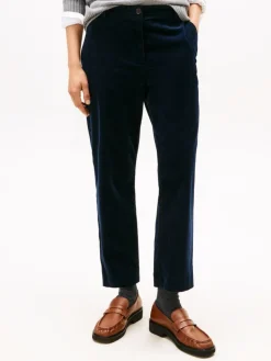 Corduroy Slim Straight Bukser, Dark Night Navy, 38