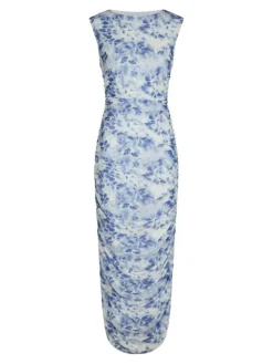 Corilina Long Mesh Kjole, Light Blue, 42