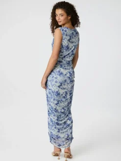 Corilina Long Mesh Kjole, Light Blue, 42