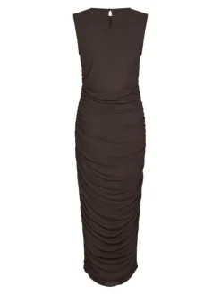 Corilina Solid Mesh Kjole, Brown, 42