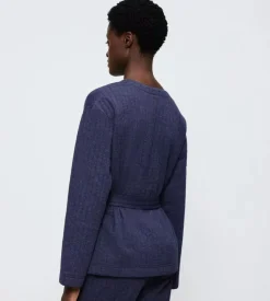 Cozy Comfort Quilted Robe Bluse, Blue Dark Combination, 44