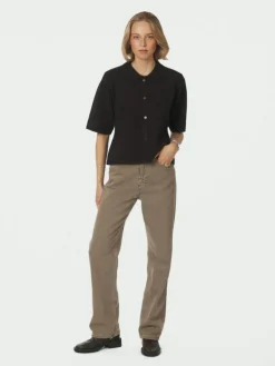 Cunna Knit Bluse, Dark Brown, 40