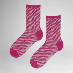 Curved Line Strømper, Hot Pink, 39-42