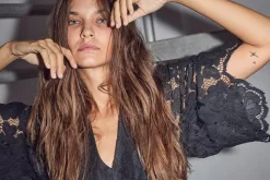 Curvey Lace Hem Kjole, Black, S