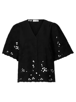 Dahlia Broderi Skjorte, Black, 34