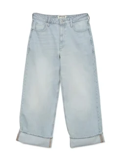 Darcy Wide Fold Up Jeans, Light Grey Denim, W27/L30