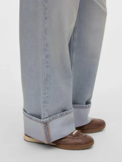 Darcy Wide Fold Up Jeans, Light Grey Denim, W27/L30