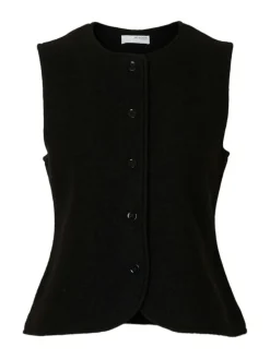 Darla Knit Button Vest, Black, L