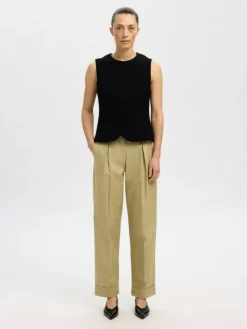 Darla Knit Button Vest, Black, L