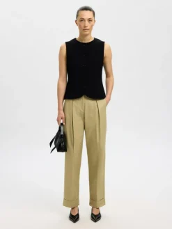 Darla Knit Button Vest, Black, L