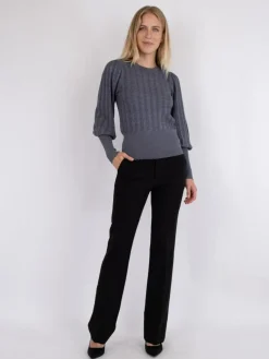 Dary Glitter Strikbluse, Steel Grey, 34