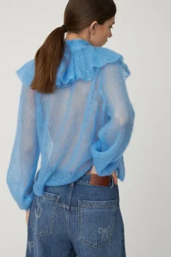 Delicate Knitted Sweater, Clear Blue, L