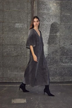 Denim Hem Kjole, Washed Black, M