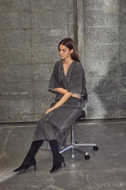 Denim Hem Kjole, Washed Black, M