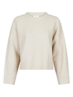Detri Solid Knit Striktrøje, Ivory, 42
