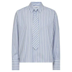 DevinCC Stripe Tie Skjorte, Blue, L
