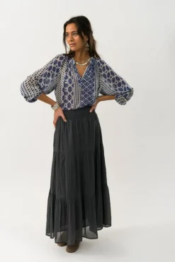 DiamondLL Maxi Nederdel, Washed Black, M