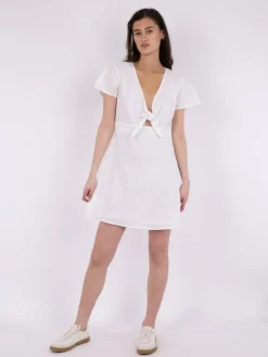 Diara Linen Kjole, Hvid, 40