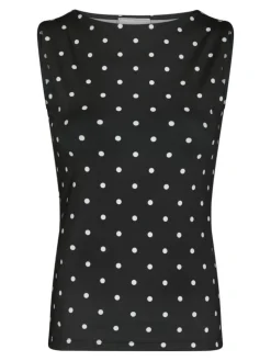 Ditty Jersey Dot Top, Black, 40
