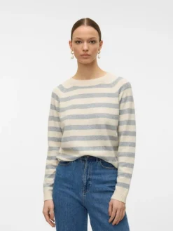 Doffy LS Striktrøje, Birch/Light Grey Melange, M