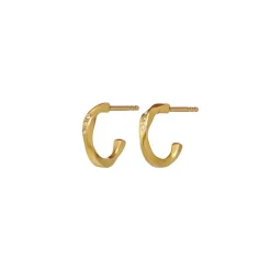 Echo Petite Øreringe, Gold Plated/White Zirkoner