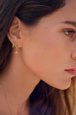 Echo Petite Øreringe, Gold Plated/White Zirkoner