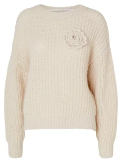 Ella Flower Striktrøje, Birch, L