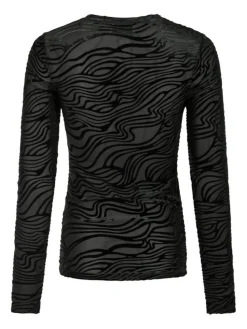 Ella Zebra Burnout Bluse, Black, 36