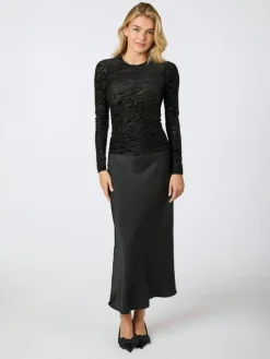 Ella Zebra Burnout Bluse, Black, 36