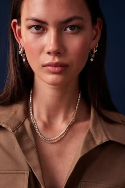 Ellera Grande Halskæde, Guld/Multi, 43 cm