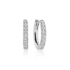 Ellera Medio Øreringe, Sølv/Hvid