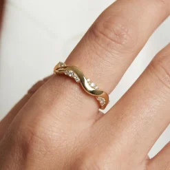 Ellera Waves Altro Ring, Gold Plated, 54