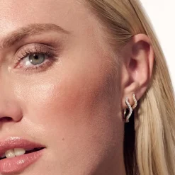 Ellera Waves Medio Øreringe, Silver