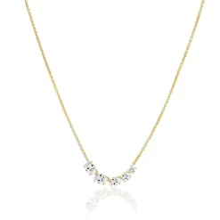 Ellisse Cinque Halskæde, Guld/Hvid, 45 cm