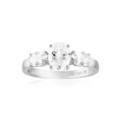 Ellisse Ring, Sølv/Hvid, Str. 60