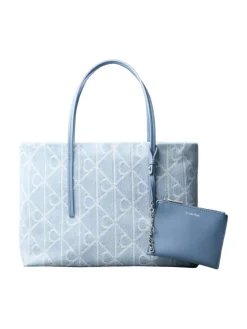 Emblem Denim Small Tote Bag, Denim JQD Light Wash