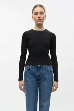 Enally Langærmet Short T-shirt, Black, S