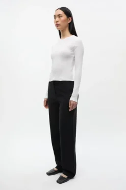 Enally Langærmet Short T-shirt, White, M