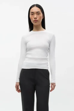 Enally Langærmet T-shirt, Bright White, M