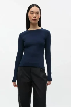 Enally Langærmet T-shirt, Navy Blazer, XL